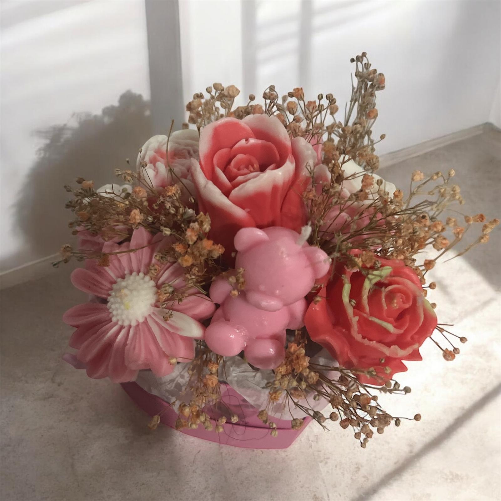 Mini Bouquet de Velas de Cera de Soja | Rosa | Soff & Gaby