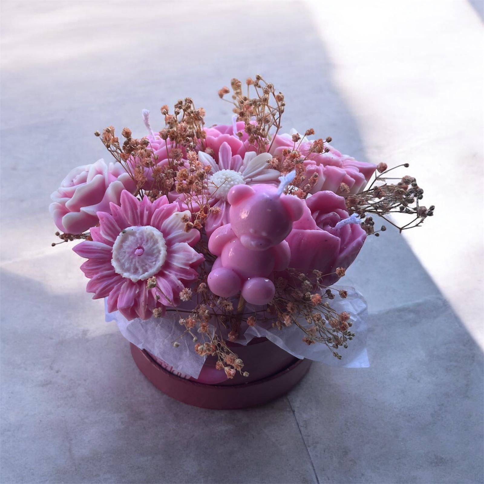 Mini Bouquet de Velas de Cera de Soja | Rosa | Soff & Gaby
