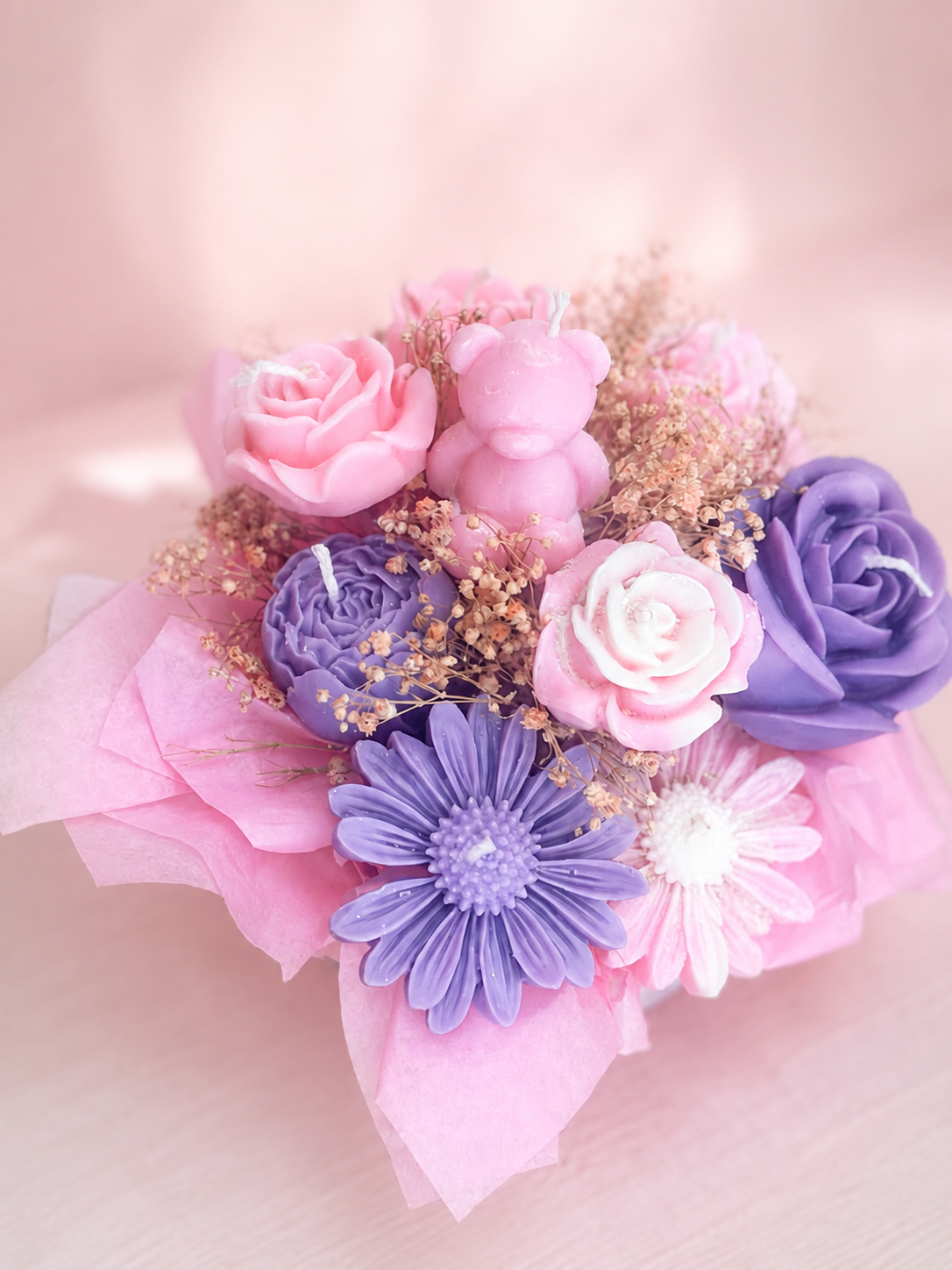 Mini Bouquet de Velas de Cera de Soja | Rosa | Soff & Gaby