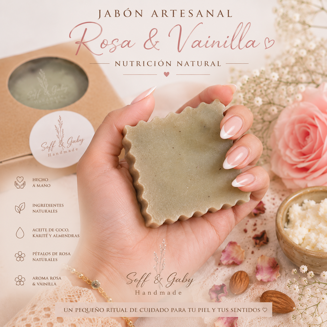 Jabón Artesanal Rosa & Vainilla – Nutrición Natural
